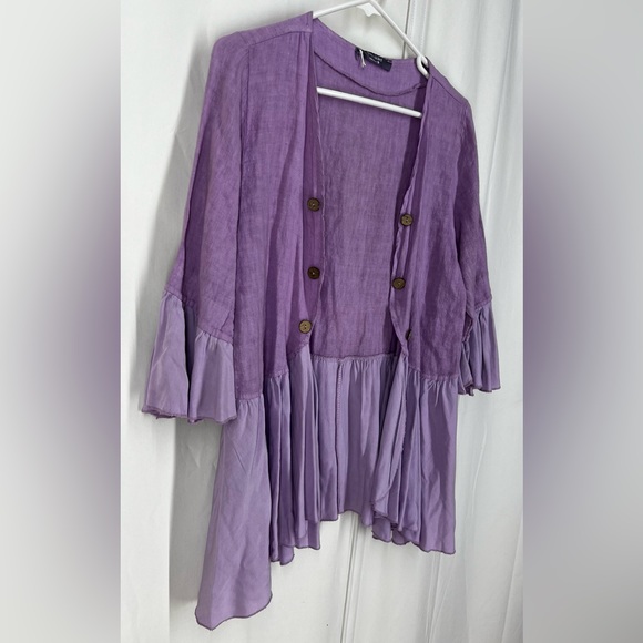 Grey Violet made in Italy Linen women’s cardigan top - Picture 5 of 13